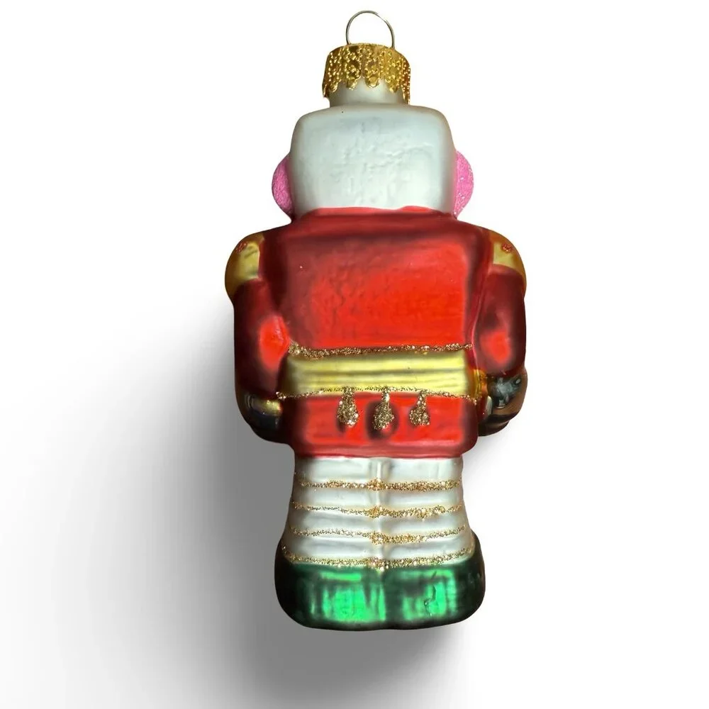 Vintage UT Glass Robot Christmas Ornament Retro Hand Painted‎ Multicolor Glitter